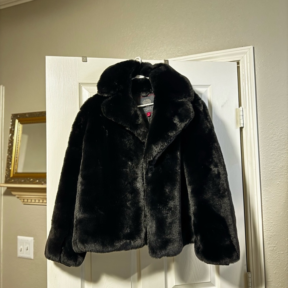 Vince Camuto Black Faux Fur Jacket